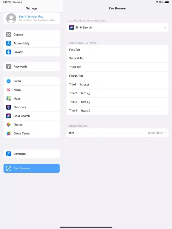 Zaw Browser iPad  스크린샷
