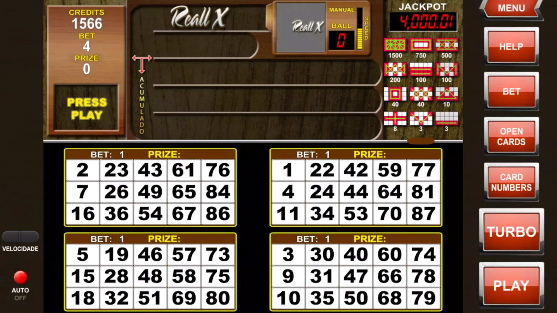 Ảnh chụp màn hình của Video Bingo Reall X Flex