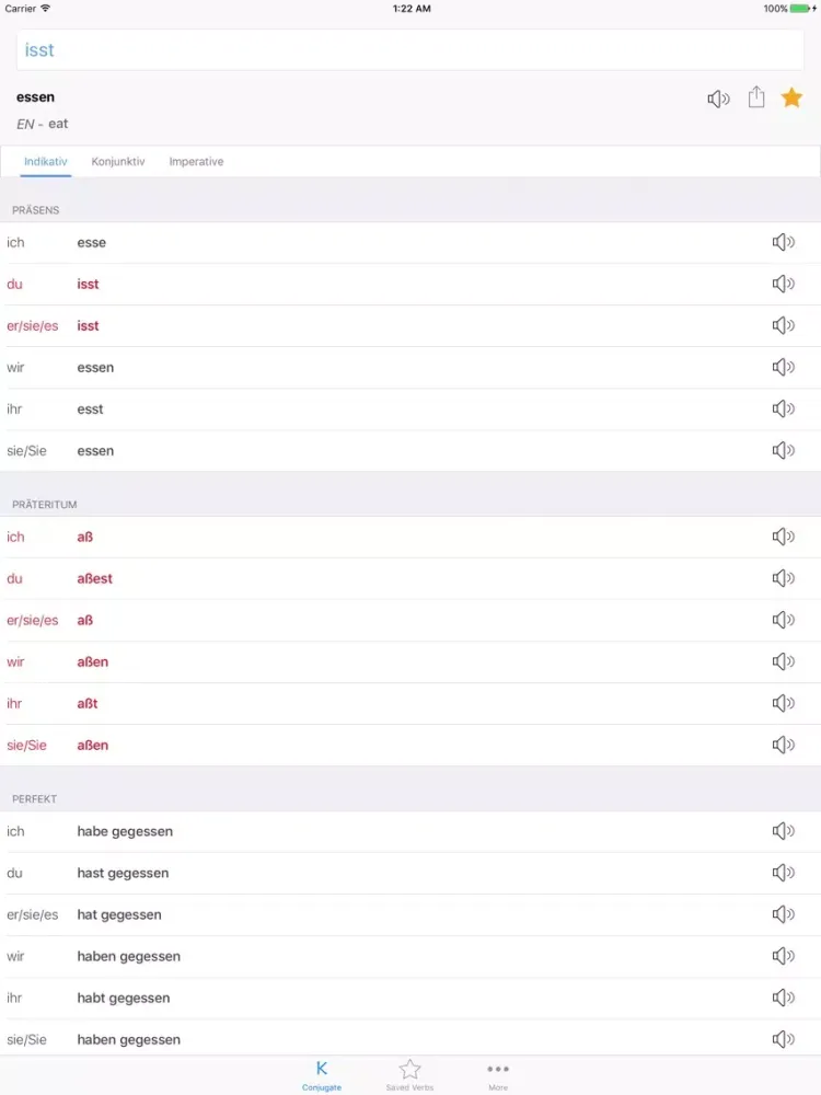 konj- German verbs conjugation iPad  스크린샷