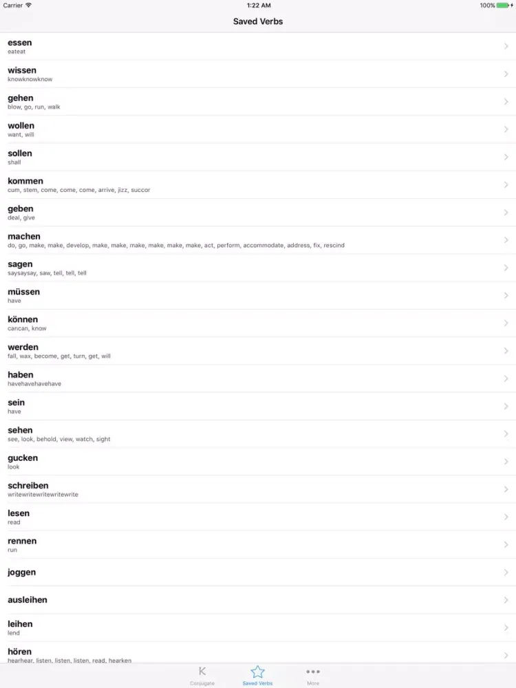 konj- German verbs conjugation iPad  스크린샷