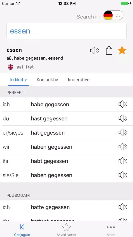 konj- German verbs conjugation 스크린샷