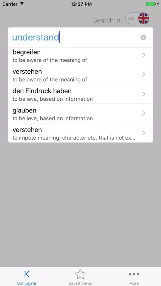 konj- German verbs conjugation 스크린샷