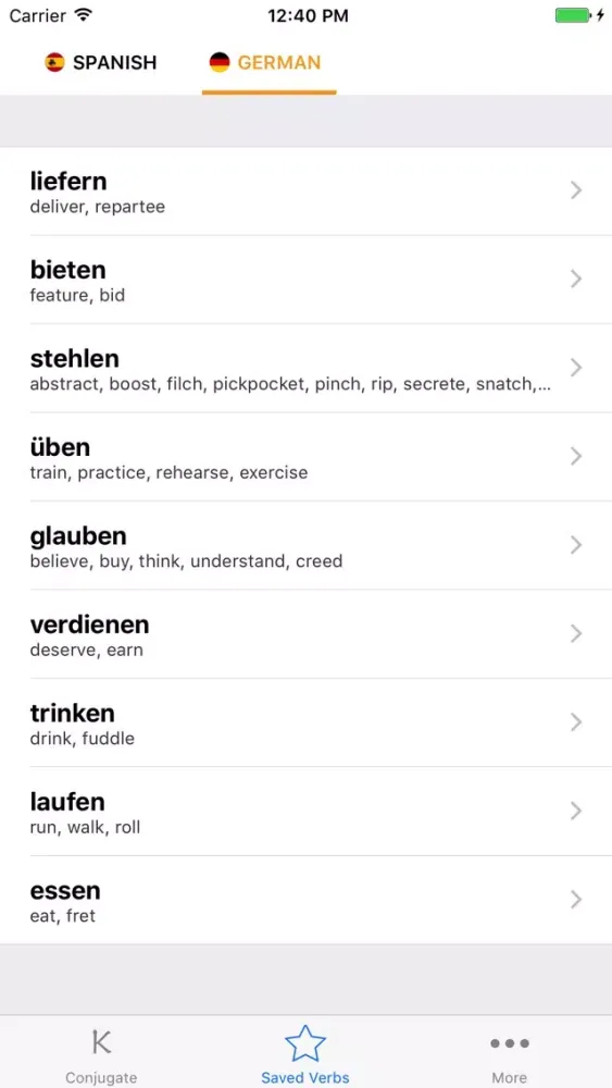 konj- German verbs conjugation 스크린샷
