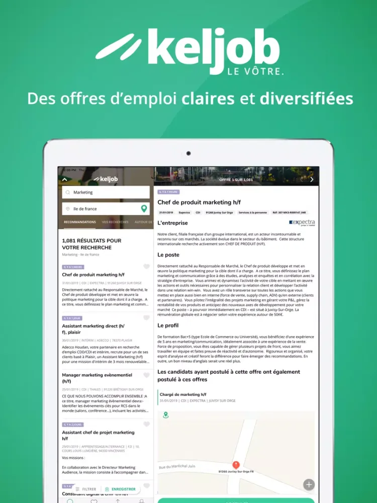 Captures d'écran de Keljob : offres d’emploi iPad 