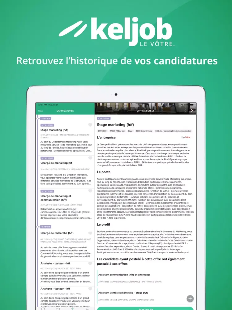 Captures d'écran de Keljob : offres d’emploi iPad 