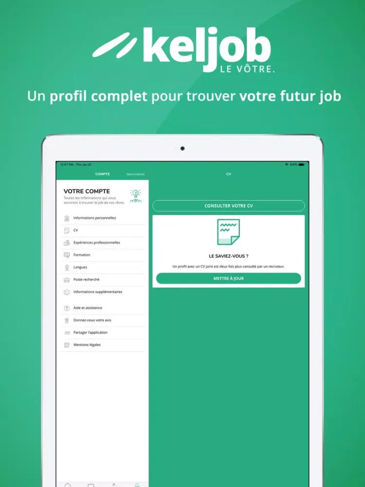 Captures d'écran de Keljob : offres d’emploi iPad 