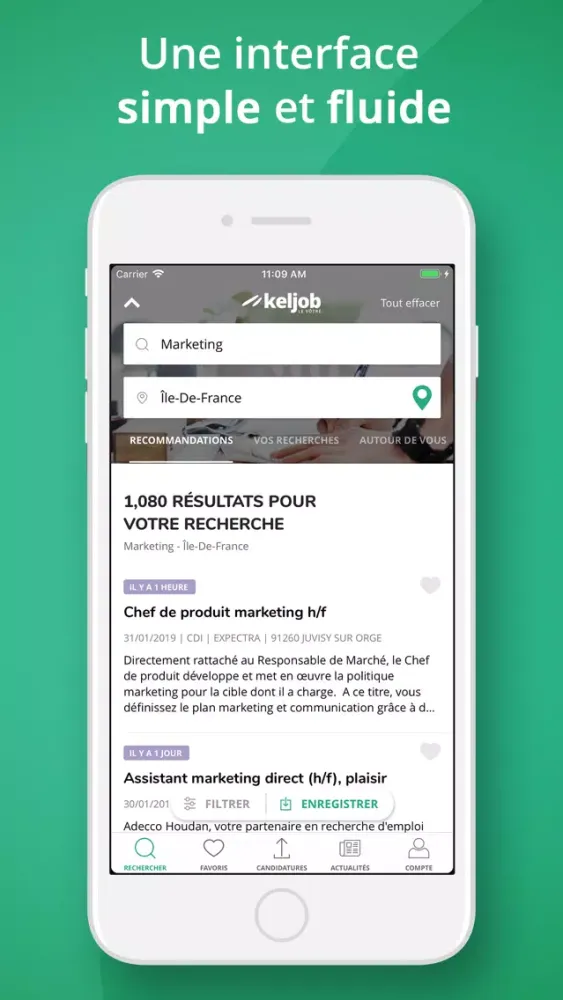 Captures d'écran de Keljob : offres d’emploi