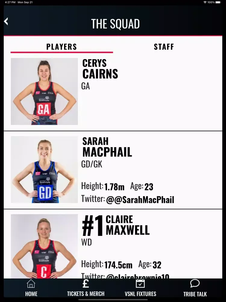 Ảnh chụp màn hình của Sirens Netball iPad 