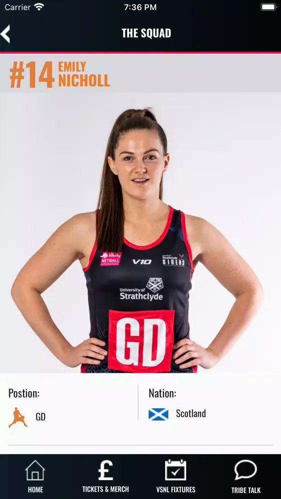 Ảnh chụp màn hình của Sirens Netball