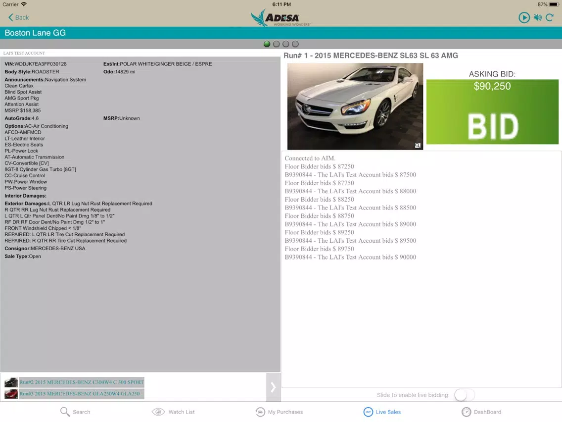 Capturas de pantalla de ADESA LiveBlock iPad 