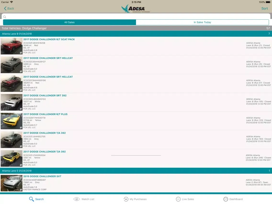ภาพหน้าจอของ ADESA LiveBlock iPad 