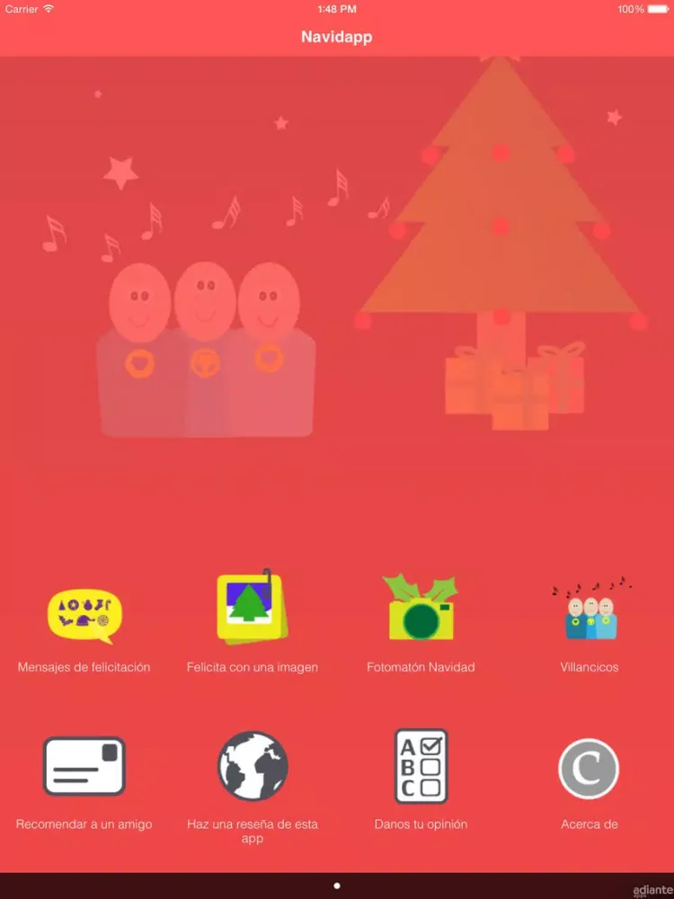 Tangkapan layar Feliz Navidapp iPad 