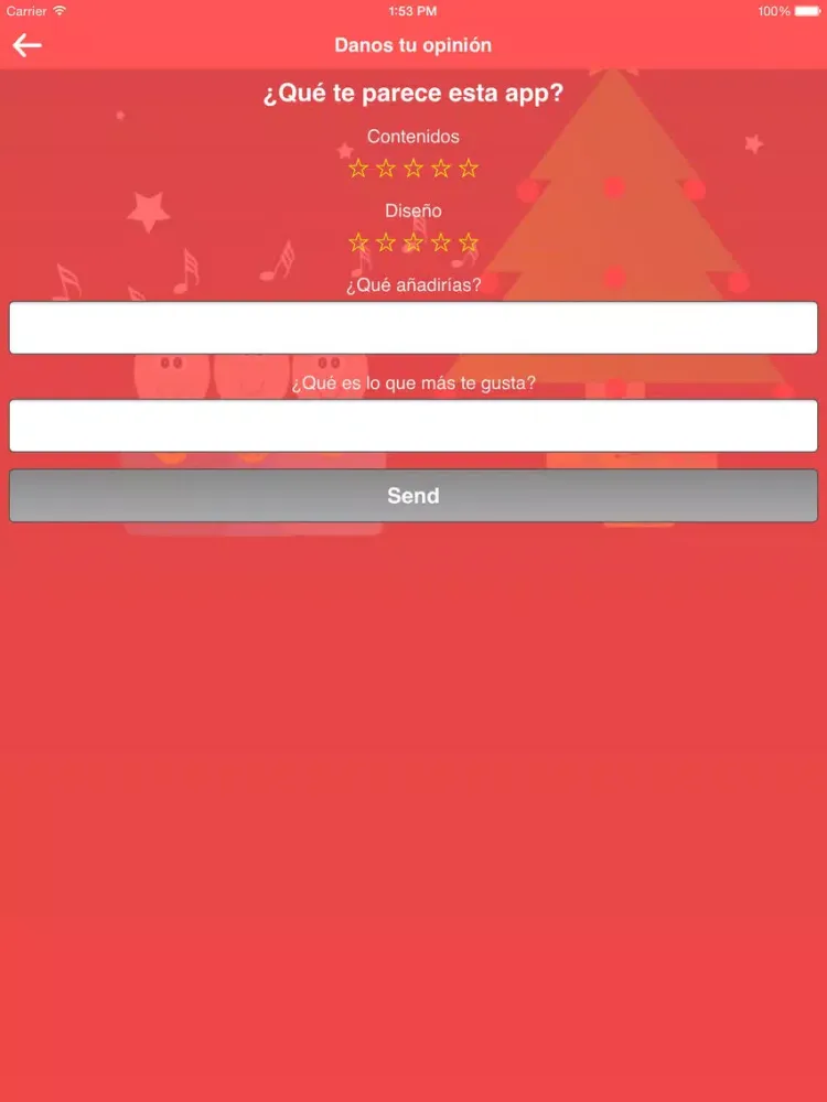 Tangkapan layar Feliz Navidapp iPad 