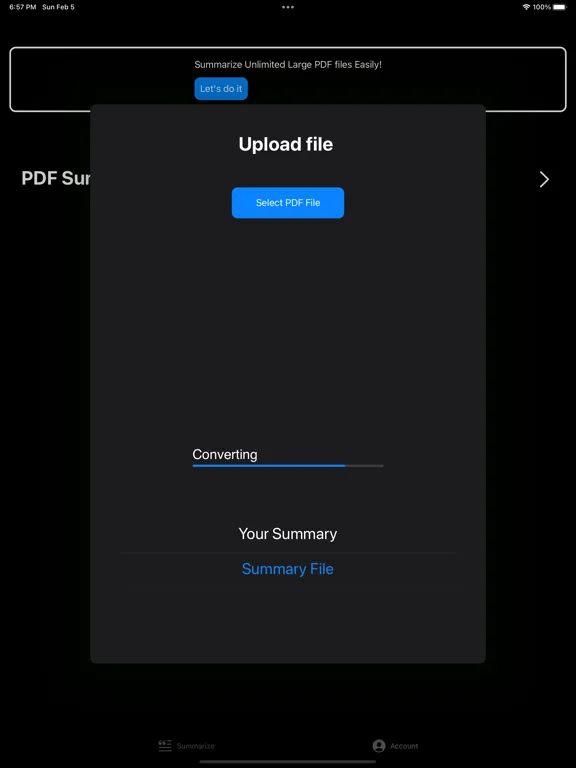 PDF Summarizer iPad  Screenshots
