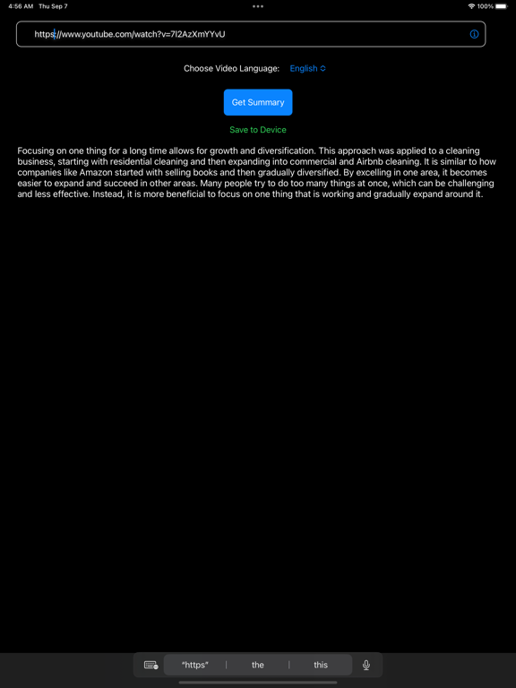 Video Summarizer for Youtube iPad  سکرین شاٹس