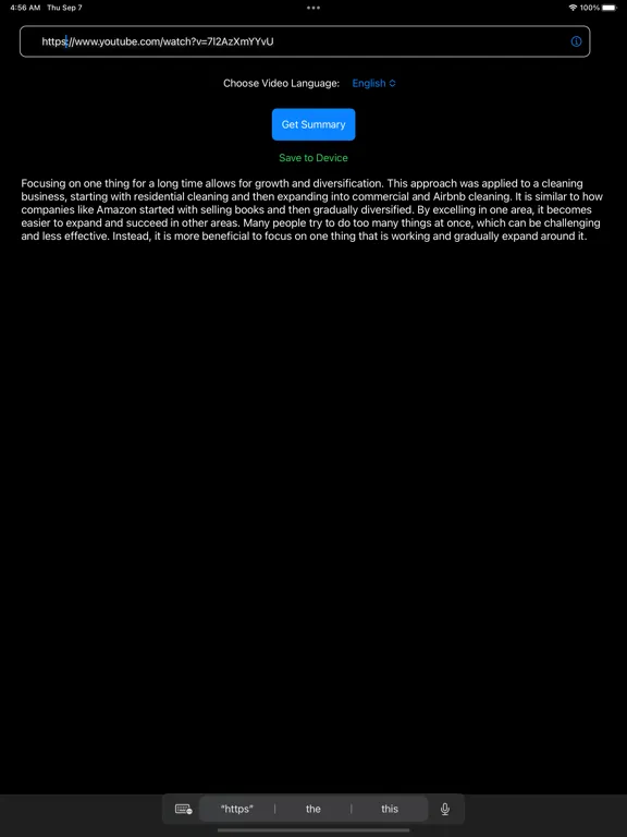 Скриншоты Video Summarizer for Youtube iPad 