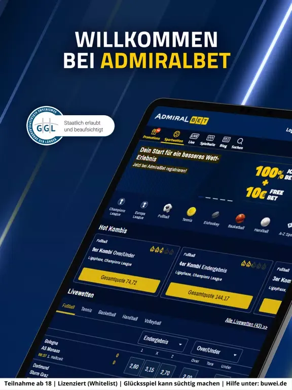 AdmiralBet: Live Sportwetten iPad  Ekran Görüntüleri