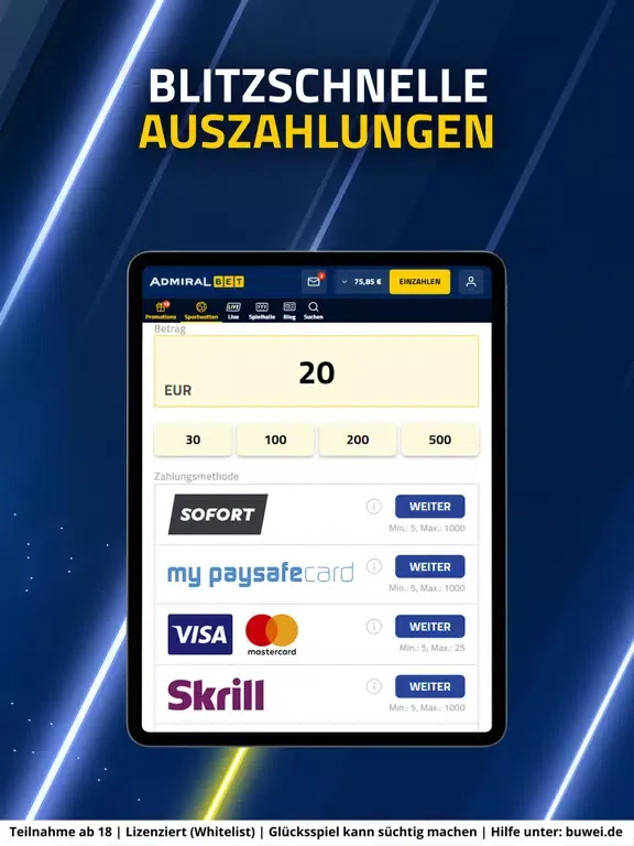 AdmiralBet: Live Sportwetten iPad  Ekran Görüntüleri