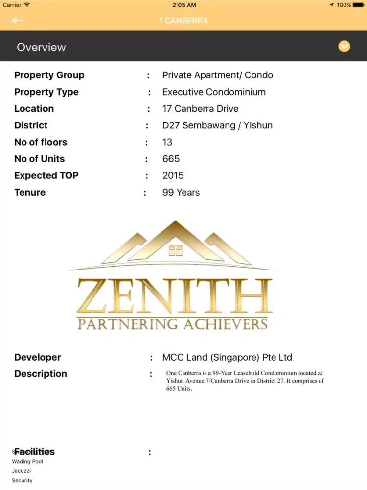 Tangkapan layar Zenith Achievers iPad 