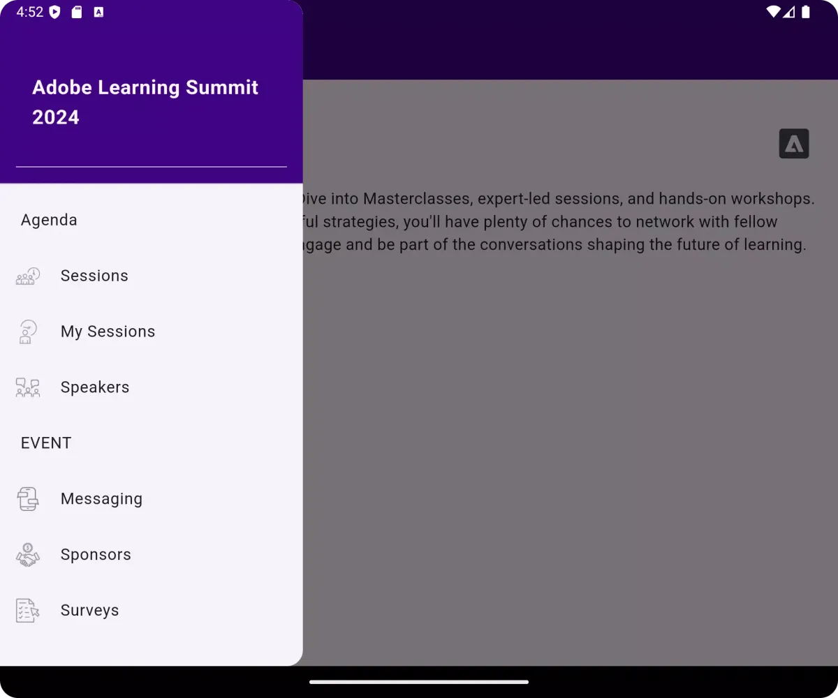 ภาพหน้าจอของ Adobe Learning Summit