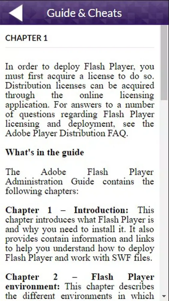 ภาพหน้าจอของ App Guide for Adobe Flash Player 21