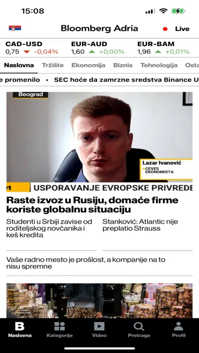 Capturas de pantalla de Bloomberg Adria