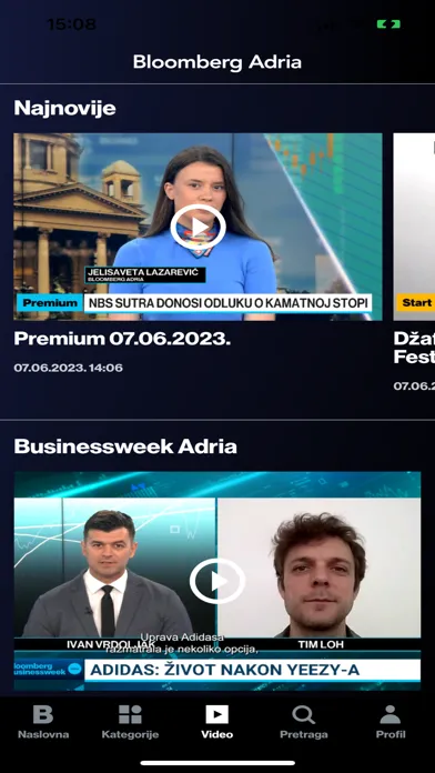 Capturas de pantalla de Bloomberg Adria