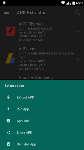 APK Extractor - Dark Theme应用截图