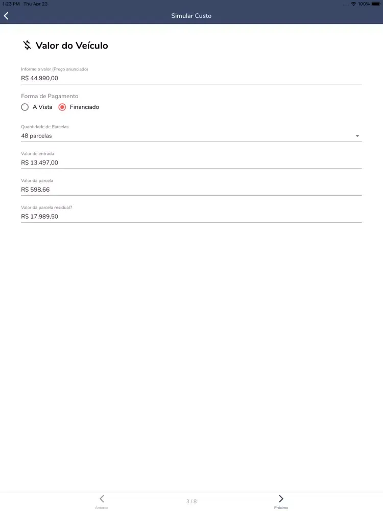 Custo Automotivo iPad  स्क्रीनशॉट