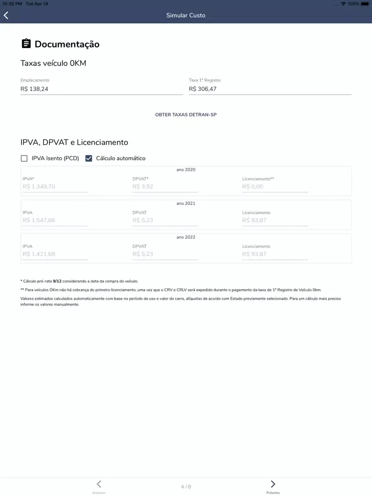 Custo Automotivo iPad  स्क्रीनशॉट