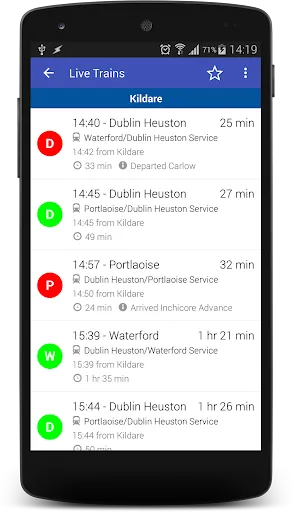 Captures d'écran de Train Times Ireland