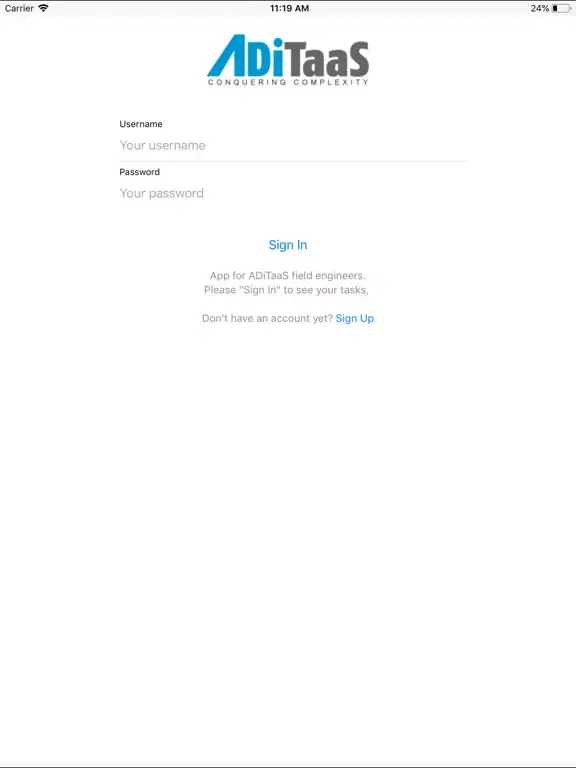 Tangkapan layar ADiTaaS Field Service iPad 