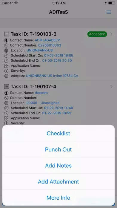 Tangkapan layar ADiTaaS Field Service
