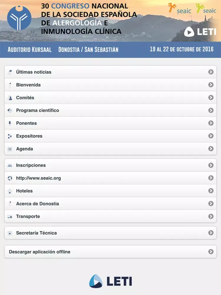 Capturas de pantalla de 30 Congreso Nacional de la Sociedad Española de Alergología e Inmunología Clínica iPad 
