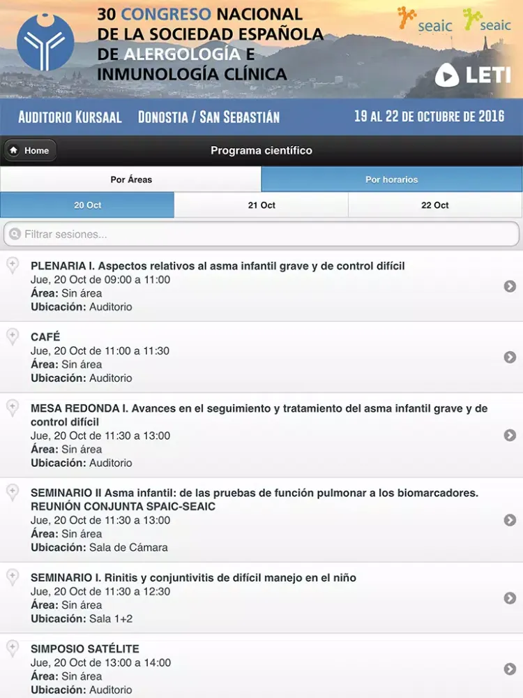 Capturas de pantalla de 30 Congreso Nacional de la Sociedad Española de Alergología e Inmunología Clínica iPad 