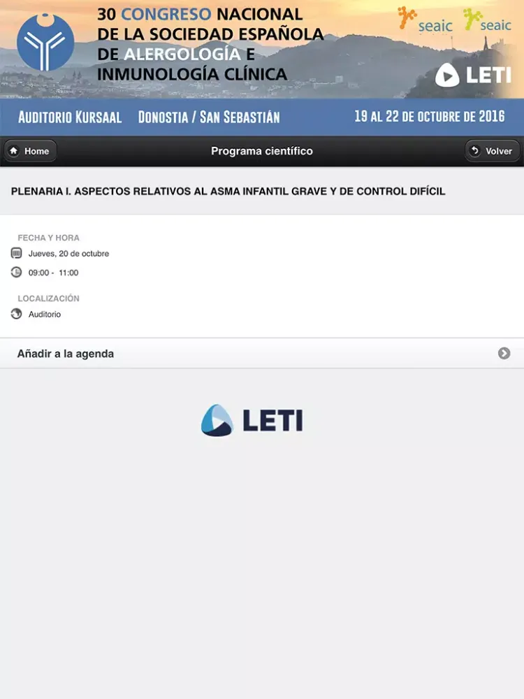 Capturas de pantalla de 30 Congreso Nacional de la Sociedad Española de Alergología e Inmunología Clínica iPad 