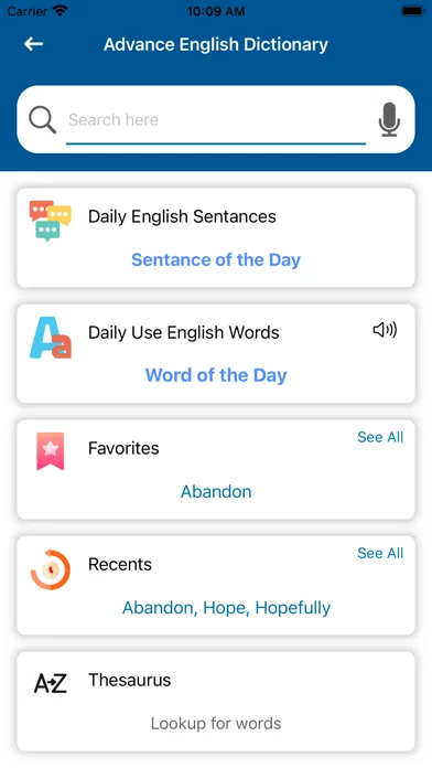 Advance English Dictionary Screenshots