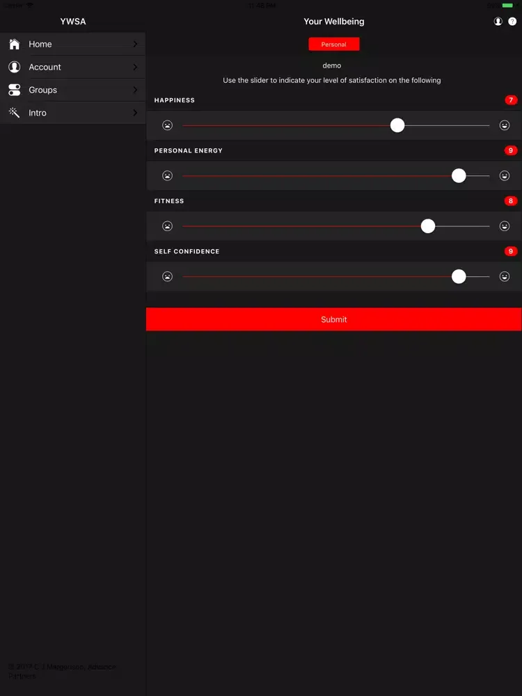 Tangkapan layar Work Self Assessment iPad 