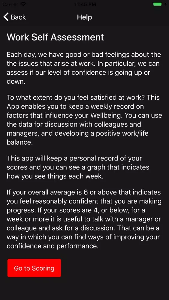 Tangkapan layar Work Self Assessment