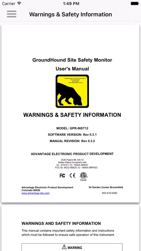 Zrzuty ekranu GroundHound User's Manual