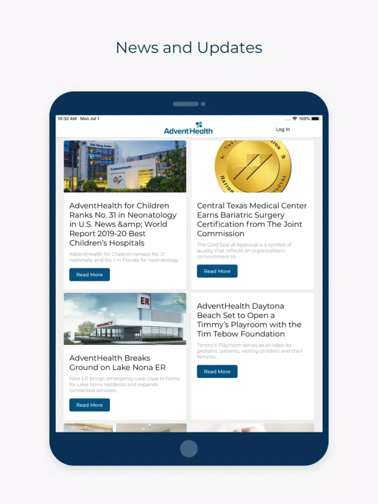 Captures d'écran de AdventHealth Connect iPad 