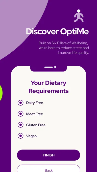 Capturas de tela do OptiMe Wellbeing