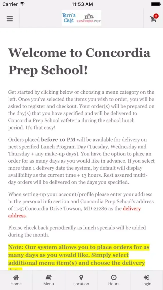 Capturas de pantalla de Concordia Prep School - Meals