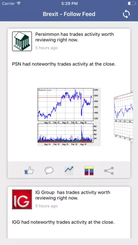 Brexit - Shares Follow Feed Screenshots