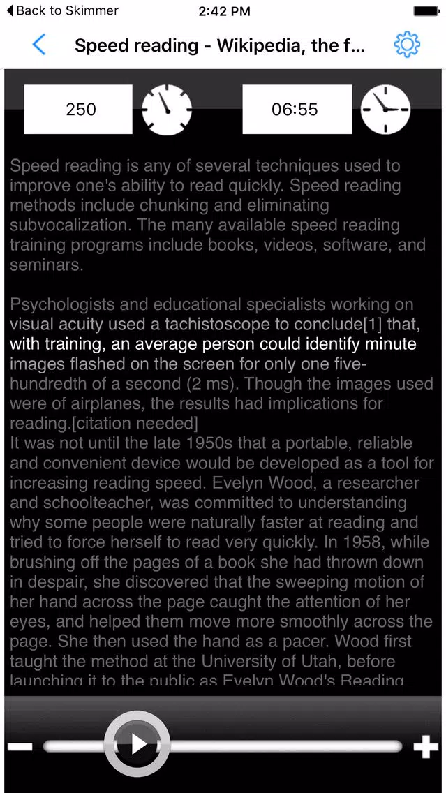 Captures d'écran de Skimmer - Speed Reading