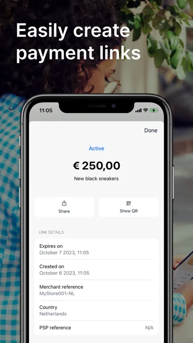 Tangkapan layar Adyen - Pay by Link