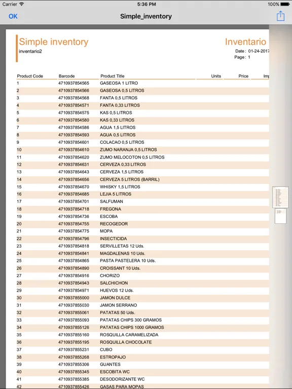 Ảnh chụp màn hình của Inventario 2 iPad 