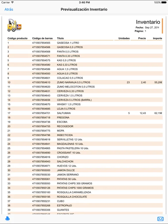 Screenshot di Simple Inventario iPad 