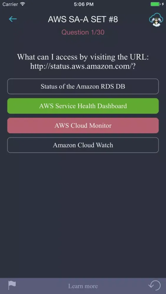 Capturas de tela do Around The Cloud - pass AWS SA-A exam!