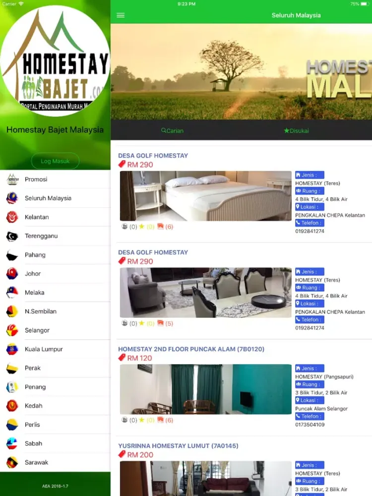Homestay Bajet Malaysia iPad  Screenshots